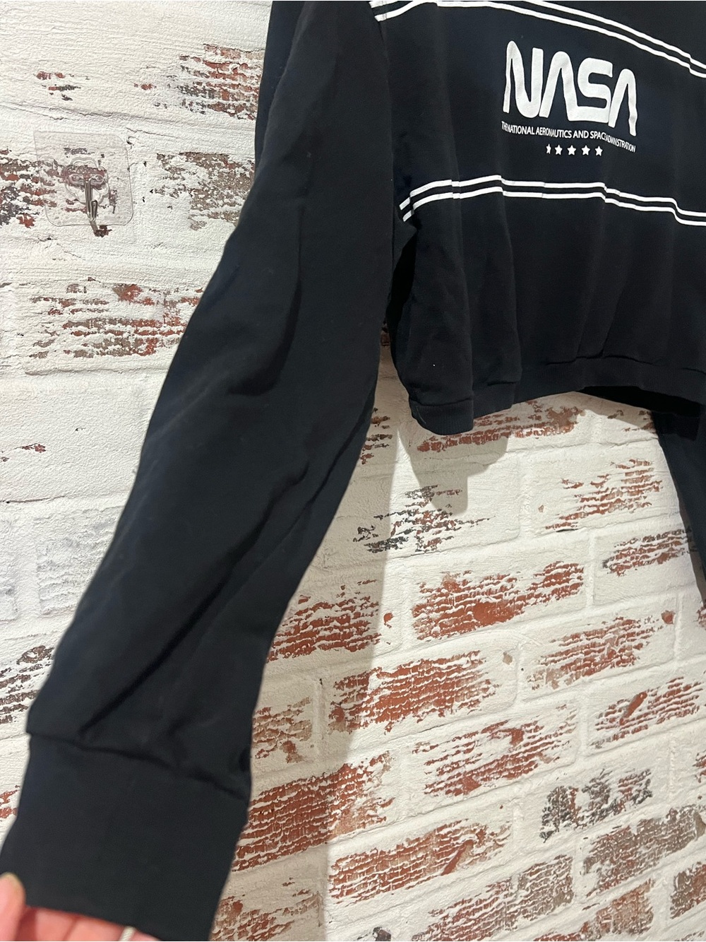 H&M Divided NASA Sweatshirt Cropped Streetwear Spacecore Retro Futurism Sz L - Picture 4 of 10